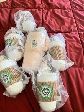Pupsresso Coffee Plush Toy Set - Cream & Tan Coffee Cup Plushies 6 pc bundle